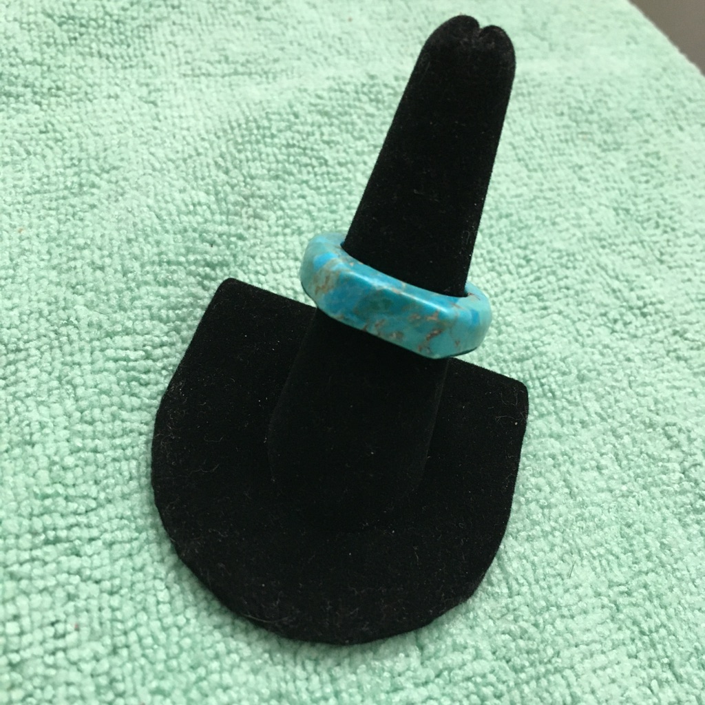 Natural Magnesite Stone Ring Band Size 5